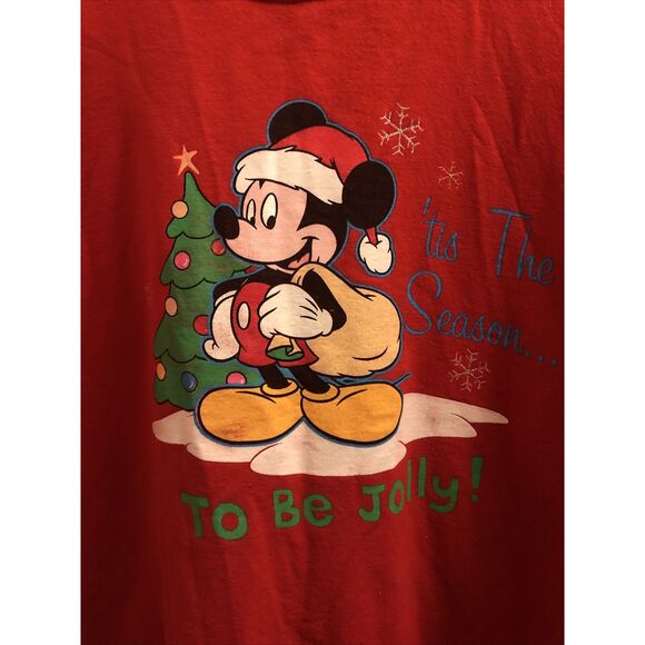 Vintage MICKEY MOUSE XL Red "TIS THE SEASON TO BE JOLLY" Sweatshirt Christmas - Picture 2 of 5